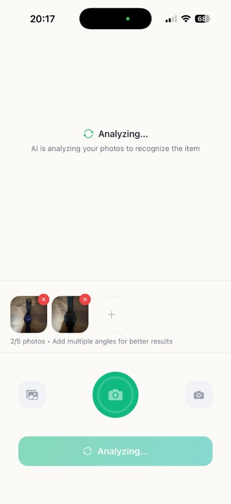 AI analyzing photos to recognize the item